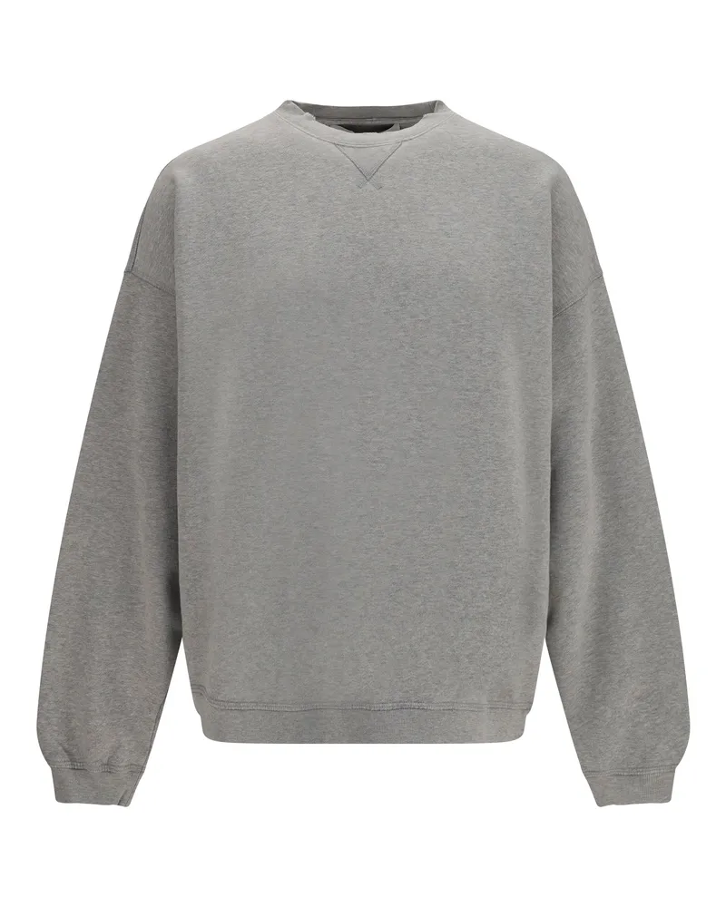 Golden Goose Men Crewneck Sweater Aluminium Melange Grey Cotton Sweatshirts Gray