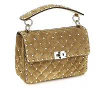 Rockstud Spike Top Handle Bag — Beige