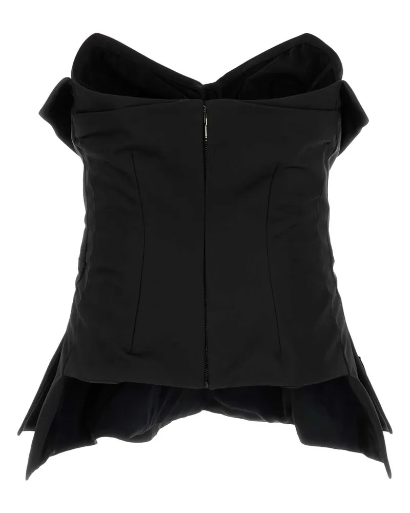 Alexander McQueen Women's Black Satin Top Bustier Corset Maglie Black