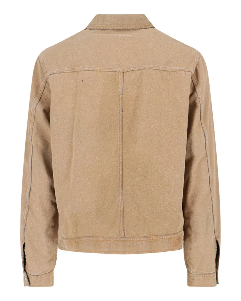 Maison Margiela Men's Jackets Brown Cotton Beige