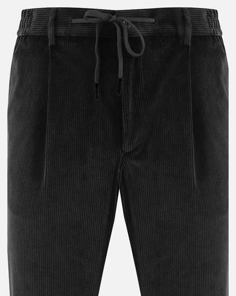 Tagliatore Men's Trousers Pnewman Stretch Cotton Velvet Black Black