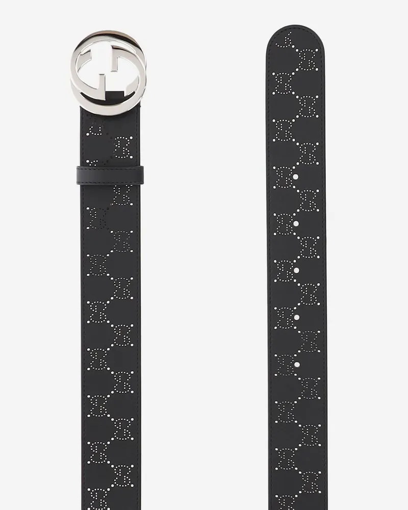 Gucci Men's Leather Belt Double G Buckle Black Black