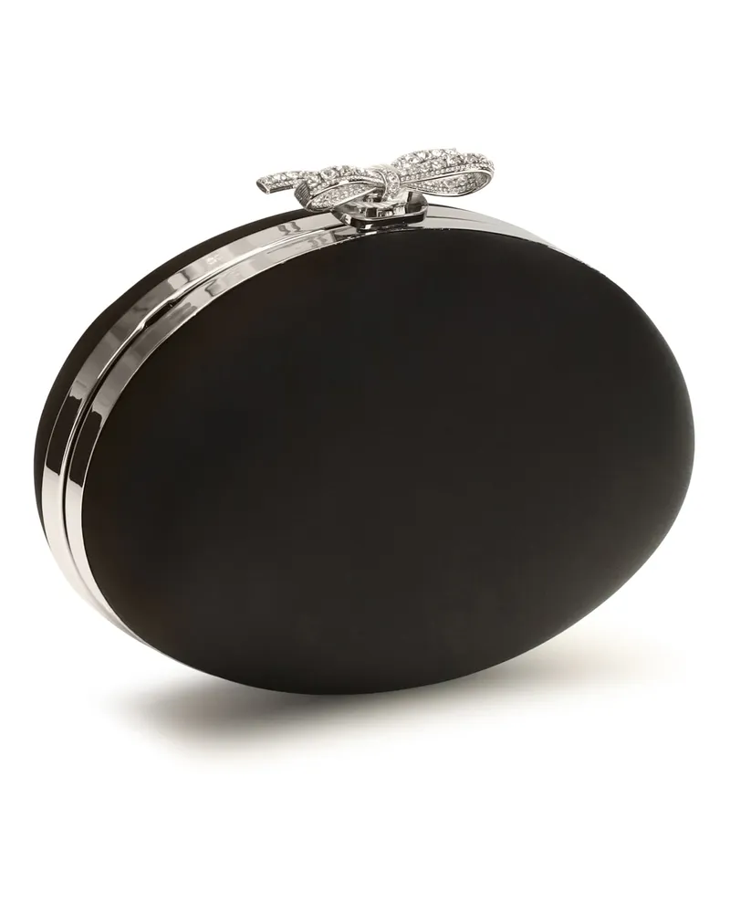 Self-Portrait Women's Satin Oval Clutch Bag Black Polyester Black