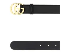 Women's Double G Buckle Leather Belt Black