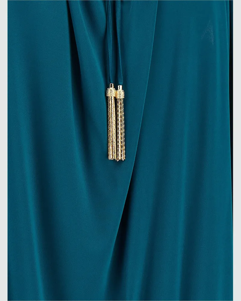 Balmain Pleated Jersey Blouse — Teal Teal