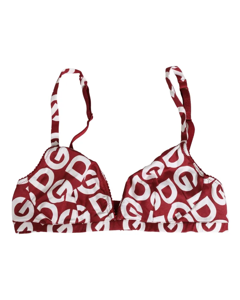 Dolce & Gabbana Women's Red Logo Monogram Cotton Soft Cup Bra Underwear White And Clothing Red