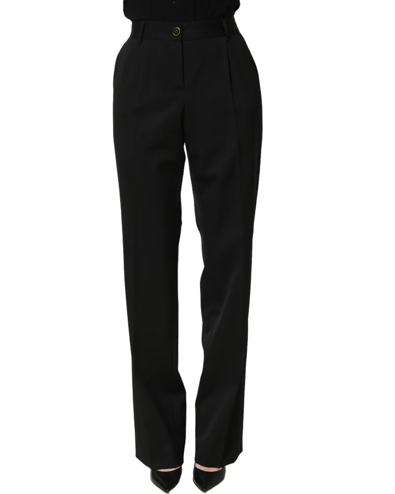Dolce & Gabbana High-Waist Virgin Wool Trousers — Black Black