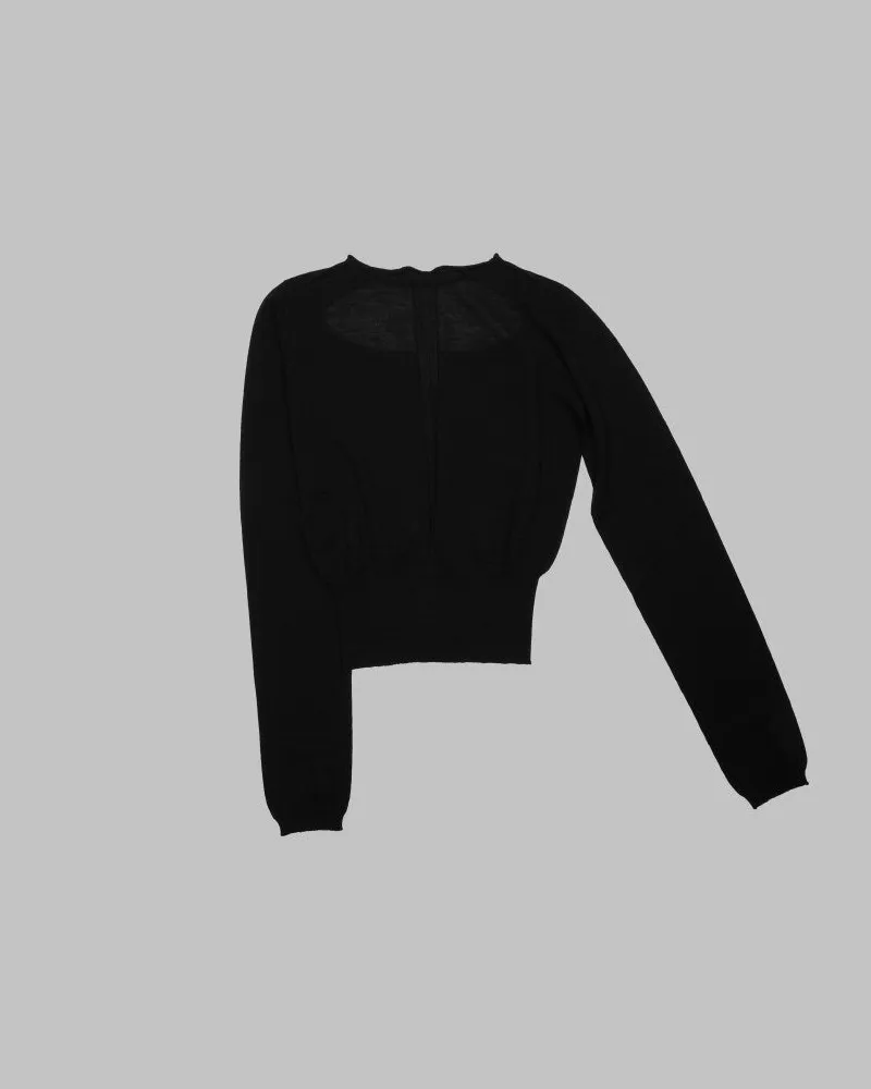 Rick Owens Slashed Cropped Sweater — Black Black