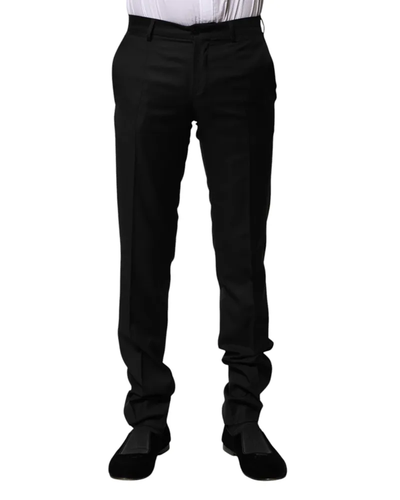 Dolce & Gabbana Black Wool Formal Men Slim Pants Virgin Black