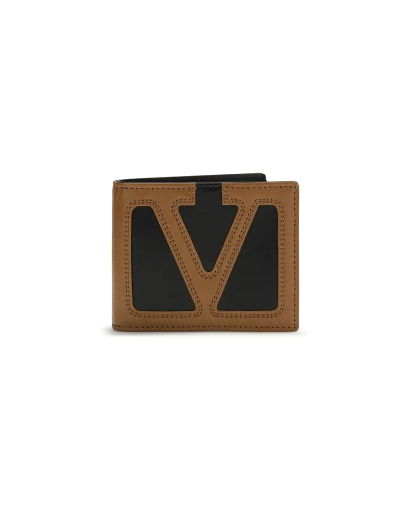 Valentino Garavani VLogo Leather Wallet — Black Black