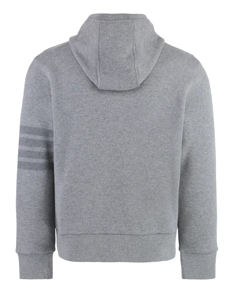 Thom Browne Men's Knitted Hoodie Grey Wool Knitwear Sweater Gray