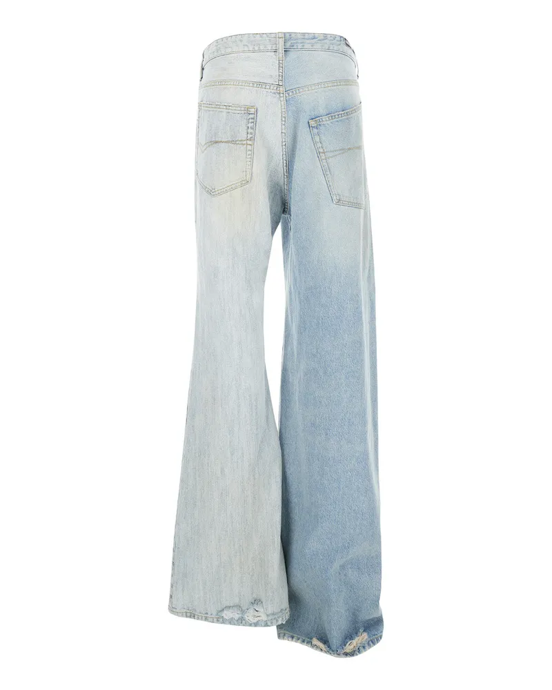 Balenciaga Women Light Blue Jeans With Asymmetric Legs Cotton Blue
