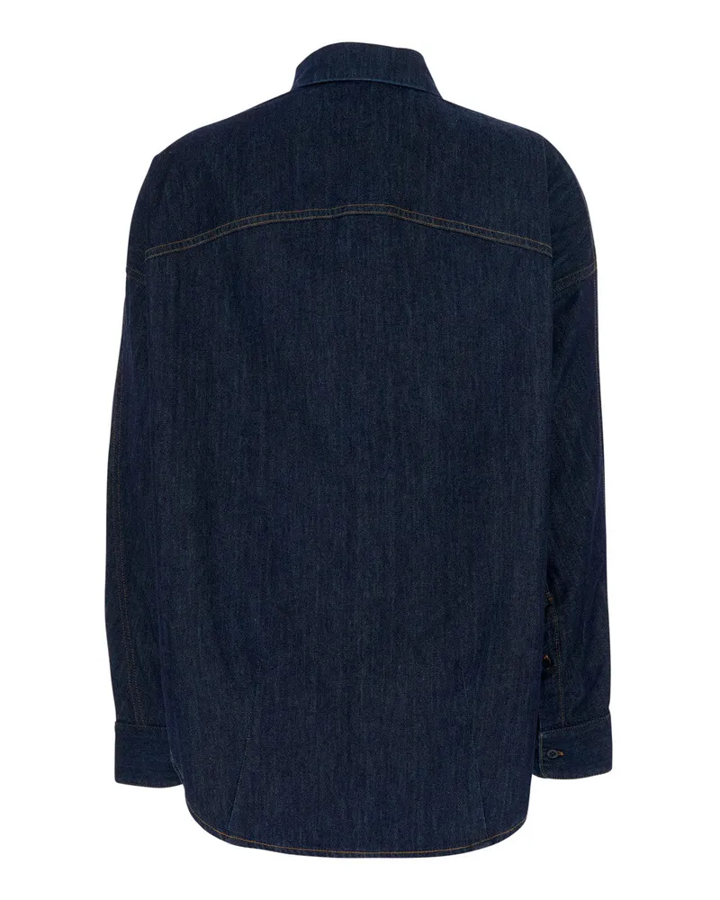 Dries van Noten Women's Shirt Casio Blue Denim Cotton Blouses Blue
