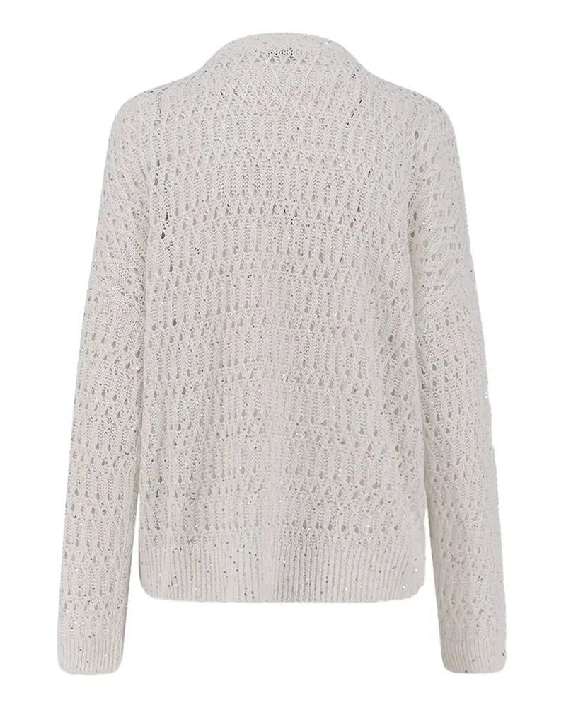 Brunello Cucinelli Open Knit Linen Sweater — Beige Beige