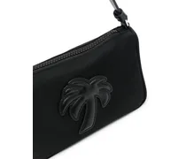 Logo-Embroidered Nylon Shoulder Bag — Black
