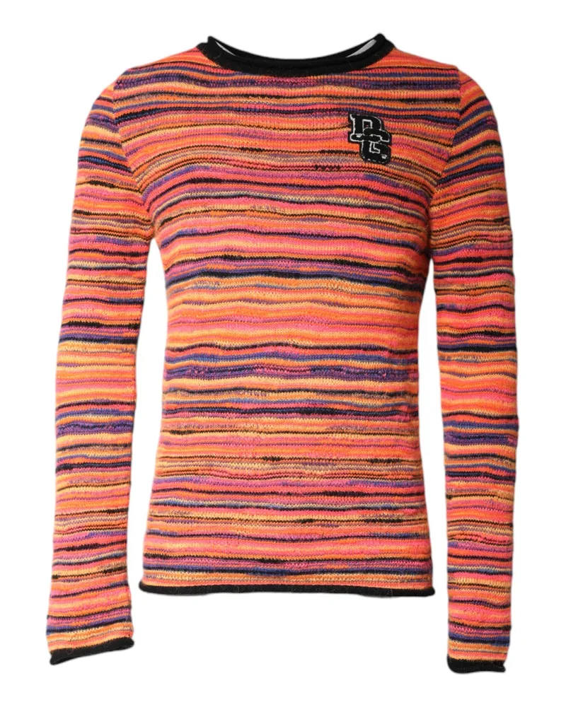 Dolce & Gabbana Men's Multicolor Wool Dglogo Knit Pullover Sweater Clothing Orange