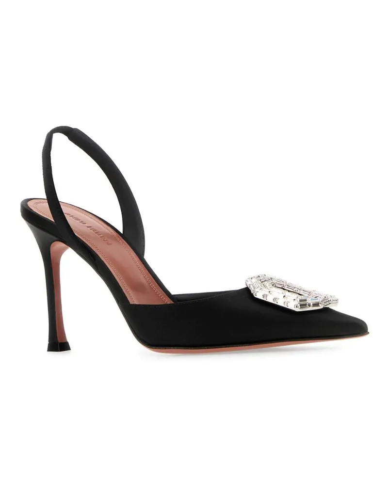 Amina Muaddi Cameliasling90 Black Scarpe Con Tacco High Heel Shoes Black
