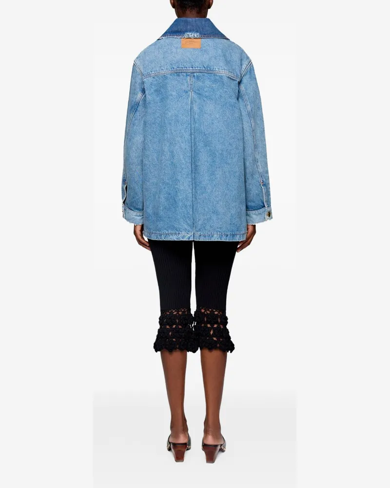 Ganni Patchwork Denim Jacket — Blue Blue