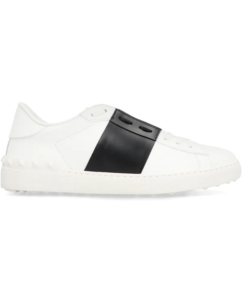 Valentino Garavani Men's Low-Top Sneakers Open Leather White-Black-White Calf Trainers White/black/white White