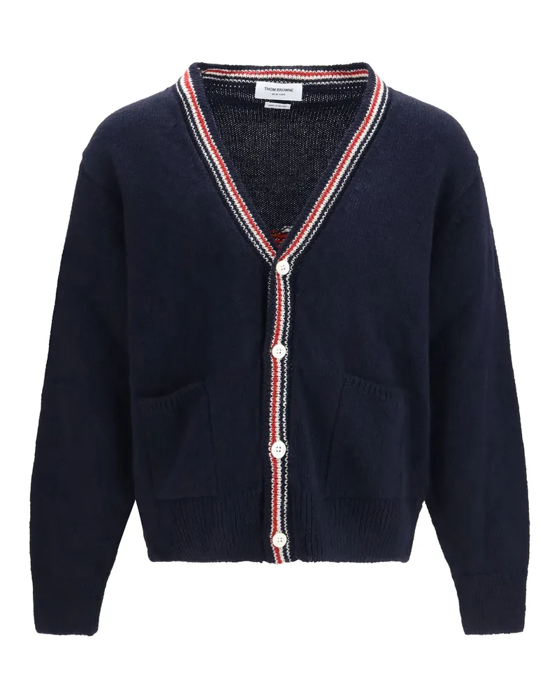Thom Browne Men's Cardigan Hector Donegal Yarn Navy Merino Wool (ovis Aries) Sweater Navy