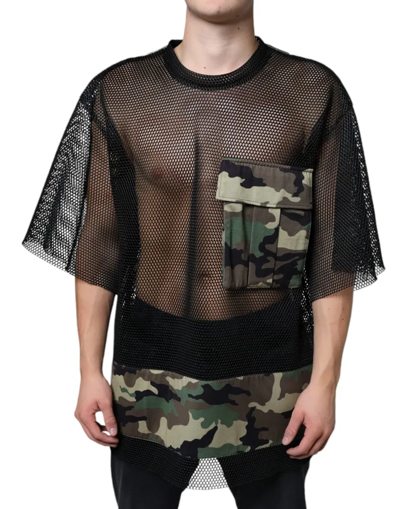 Dolce & Gabbana Mesh Camouflage T-Shirt — Black Black