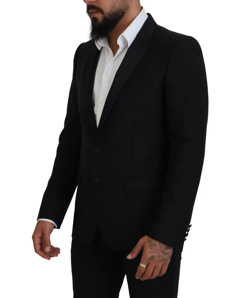 Dolce & Gabbana Men's Black Slim Fit Formal Martini Blazer Wool Silk Polyester Clothing Black