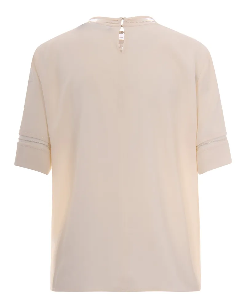 Fabiana Filippi Women's Blouse Crepe De Chine Silk-Blend Butter Acetate Blouses Shirt Beige
