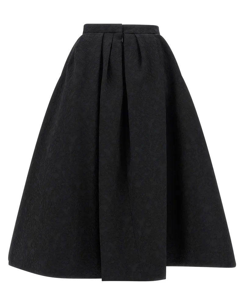 Carolina Herrera New York Women's Black Cotton Midi Skirt Black
