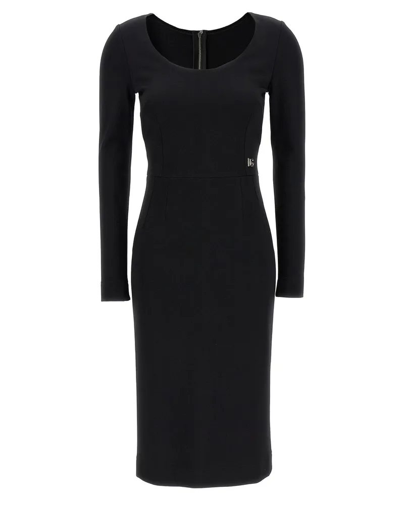 Dolce & Gabbana Logo Stretch Viscose Dress — Black Black