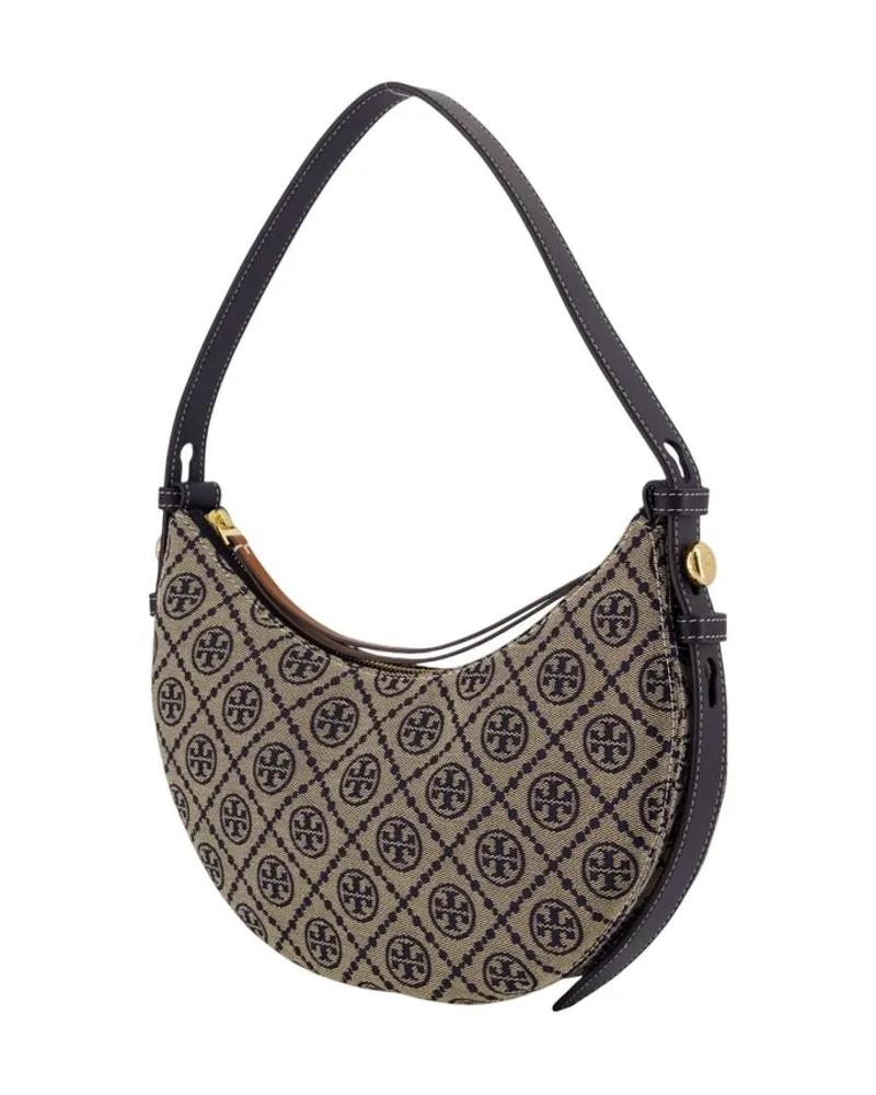 Tory Burch Women's Romy T-Monogram Half Moon Shoulder Bag -  Leather Navy Blue Cowhide Shoulder-Hobo-Bags Navy