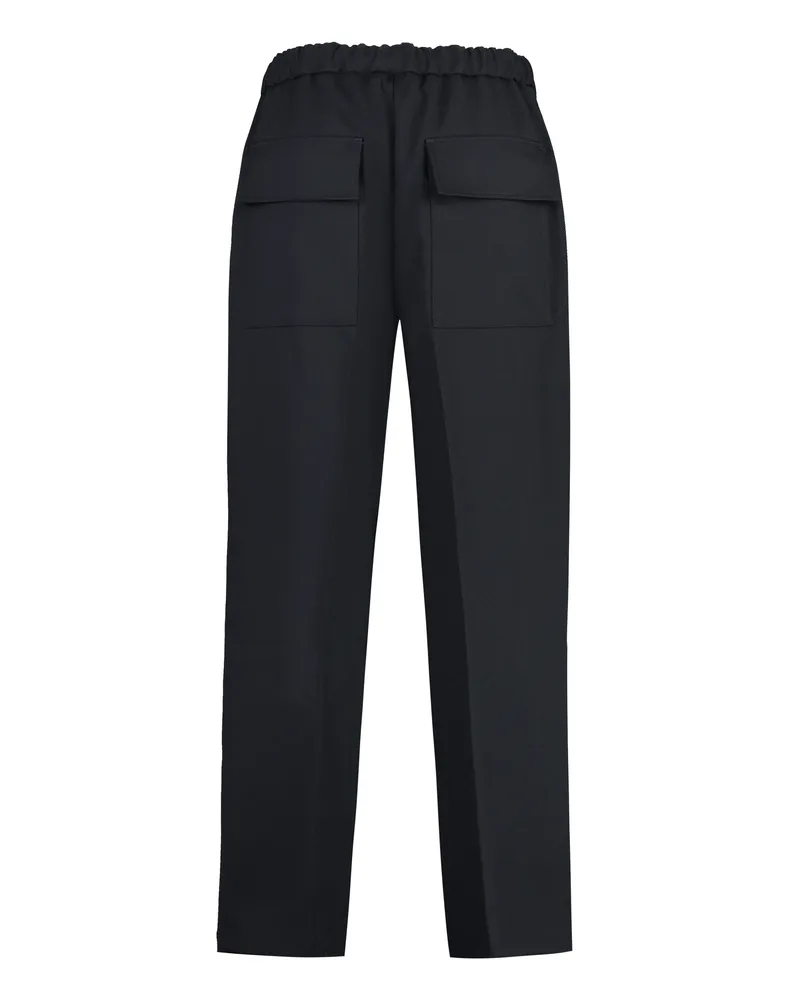 Jil Sander Men's Cropped Pants Blue Polyester Trousers Blue