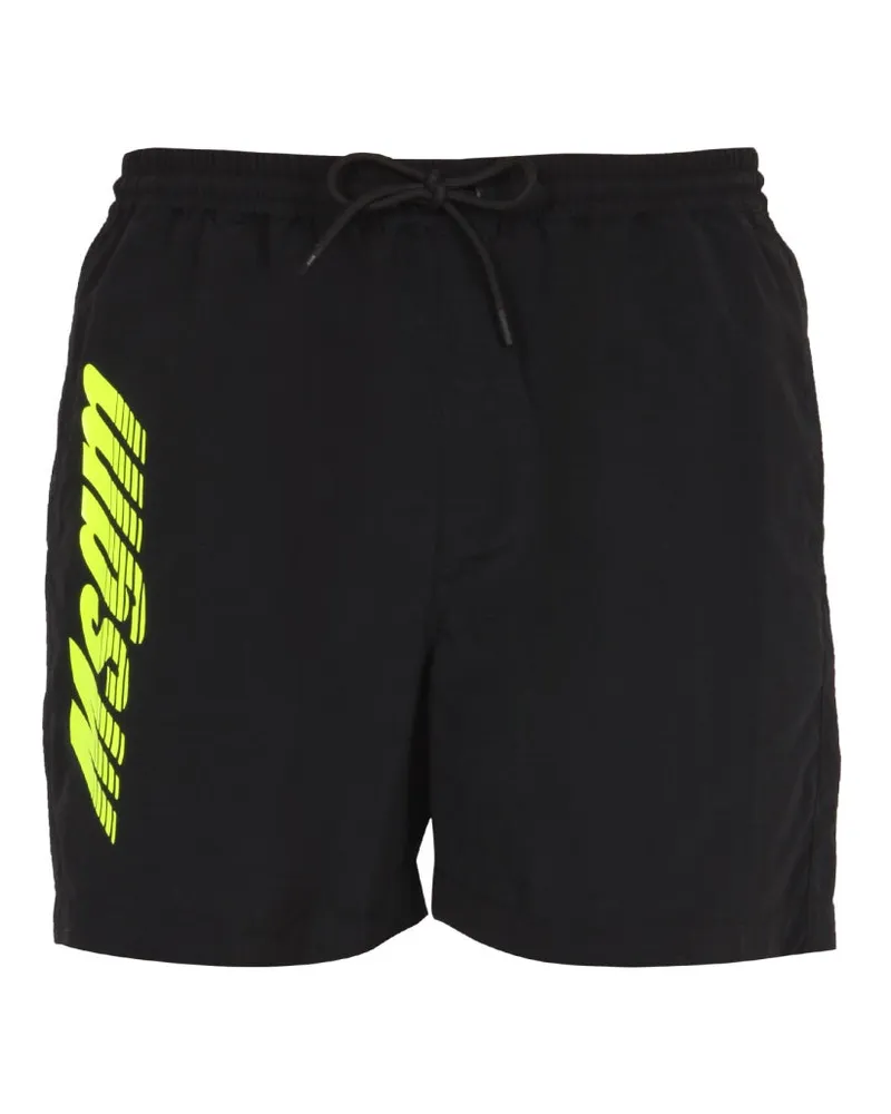 MSGM Logo Print Bermuda Shorts — Black Black
