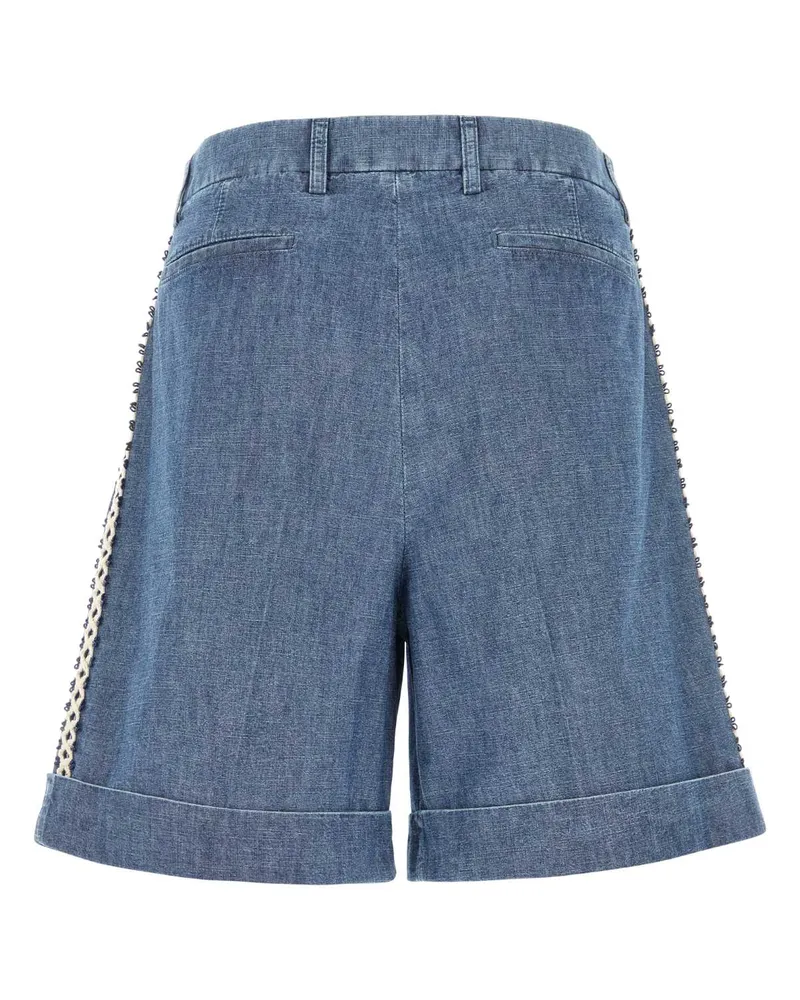 Valentino Garavani Men's Denim Bermuda Shorts Mediumbluedenim Cotton Blue