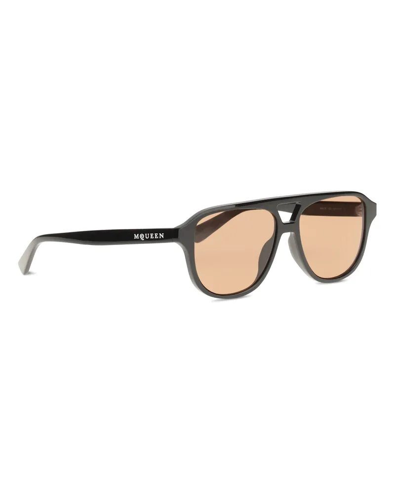Alexander McQueen Women's Signature Essentials Sunglasses Nero-Brown Acetate Nero/brown Black