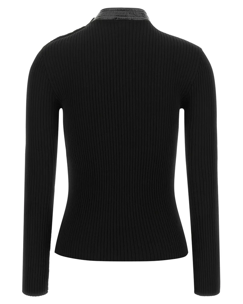 Courrèges Vinyl Collar Ribbed Sweater — Black Black