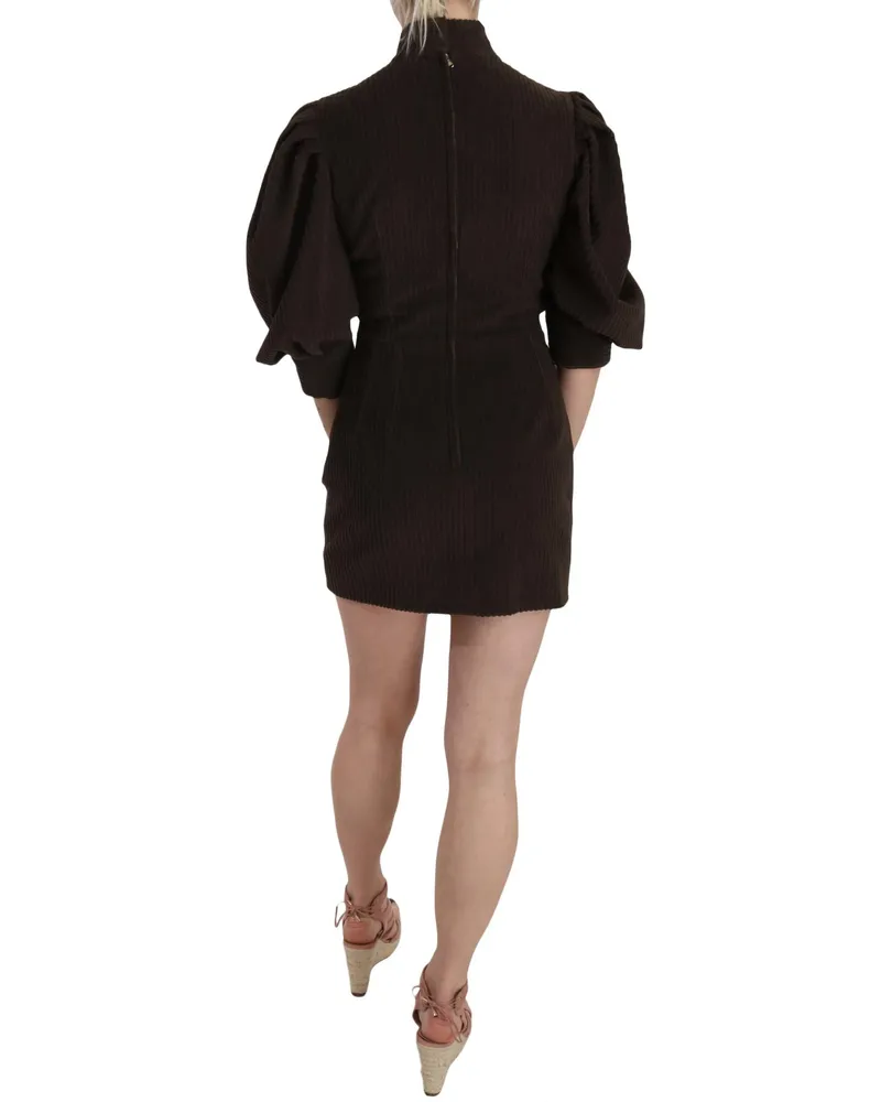 Dolce & Gabbana Women Brown Corduroy Bodycon Cotton Mini Dress Elastane (corduroy Brown