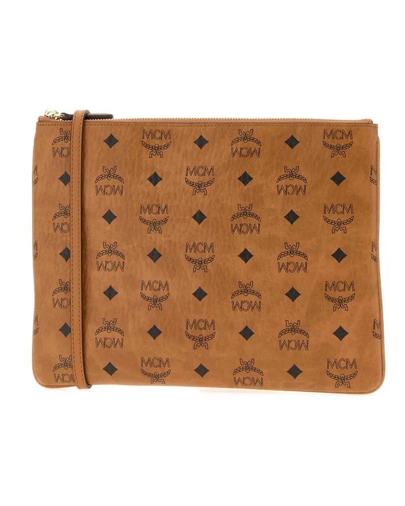 MCM Unisex Printed Canvas Aren Crossbody Bag Cognac Borse A Mano Cognac
