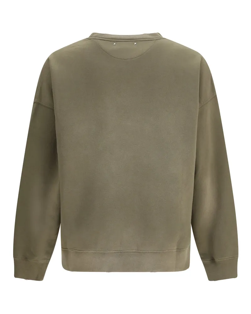 Golden Goose Men's Journey Unisex Crew Neck Garment-Dyed Cotton Fleece Bleached Washed Beige Sweatshirts Sweater Beige