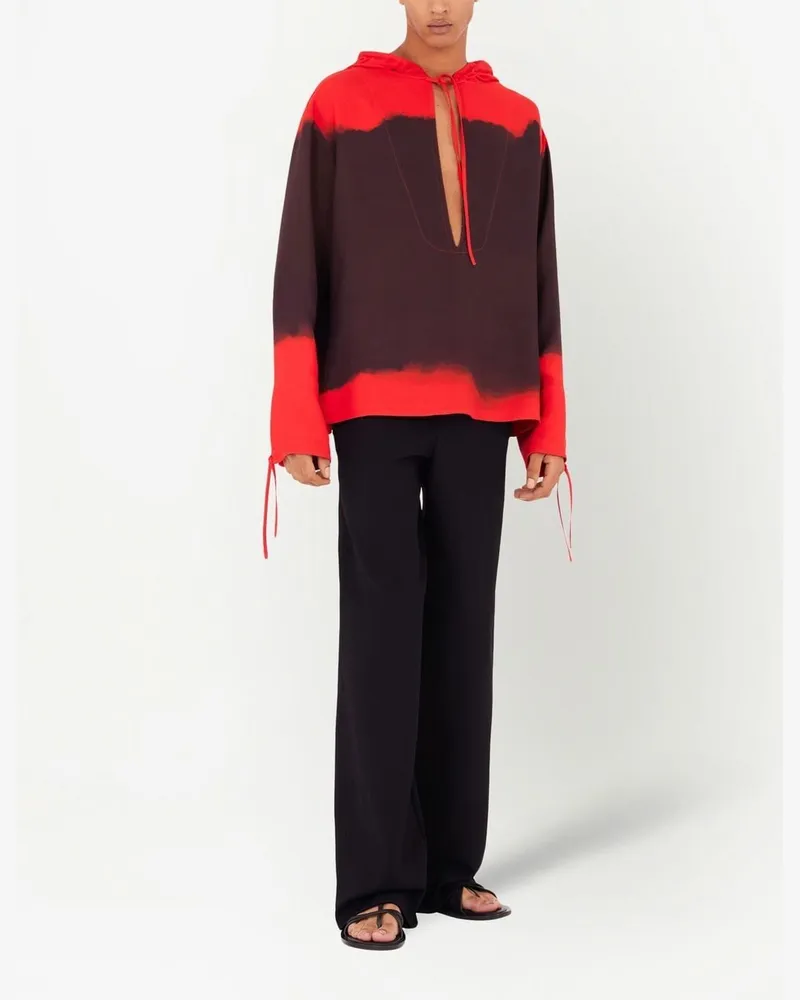Ferragamo Gradient-Effect Hoodie — Red Red