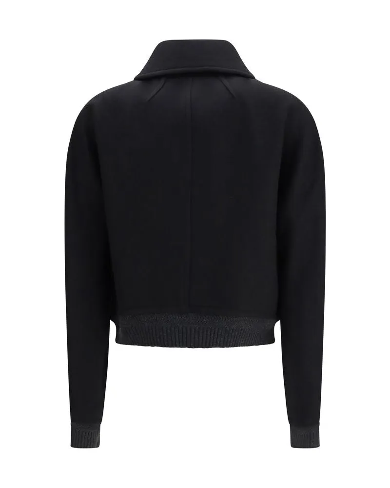 AMI Paris Wool Double-Breasted Bomber Jacket — Black Black