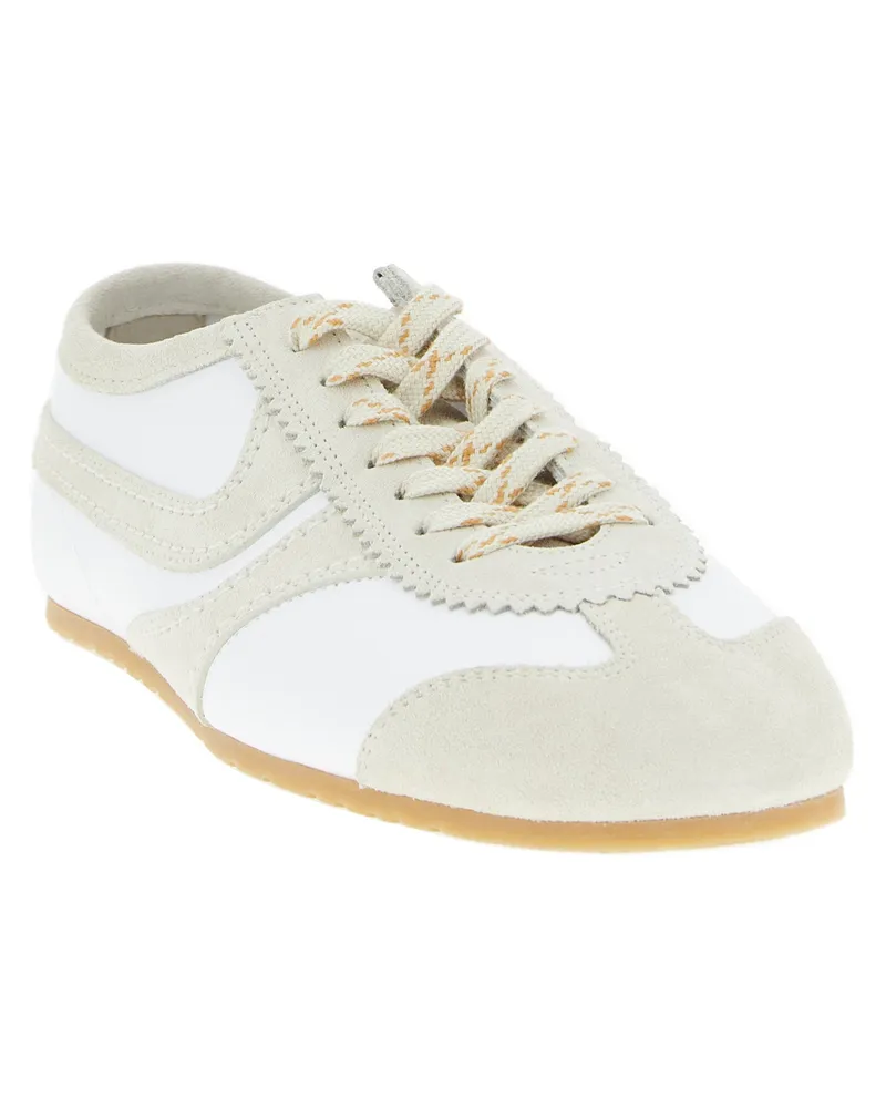 Dries van Noten Leather and Suede Colorblock Sneaker — Cream Cream