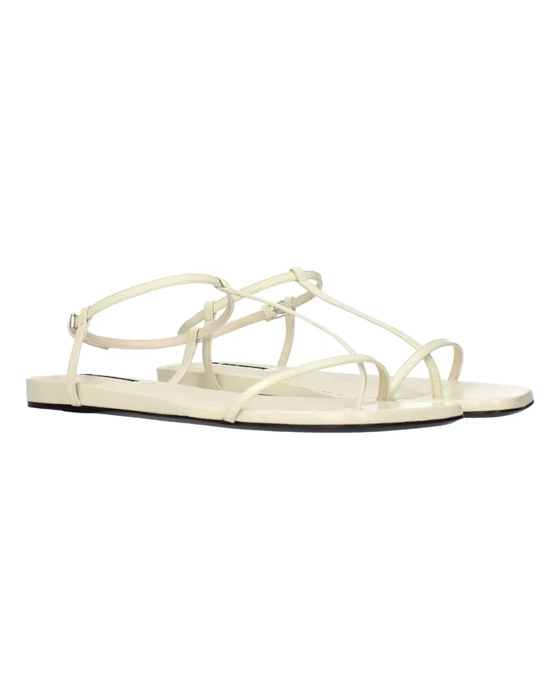 Jil Sander Leather Thong Sandals — Beige Beige