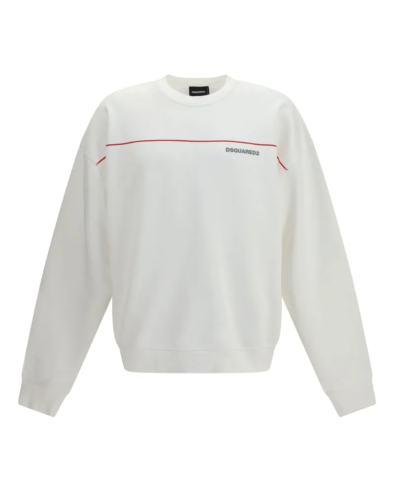 Dsquared2 Men's Cotton Crew Neck Sweatshirt White Sweatshirts Sweater White