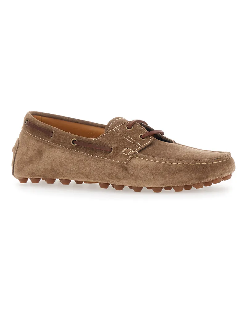 TOD'S Men's Loafers Bubble Gommino Brown Suede Calfskin Brown