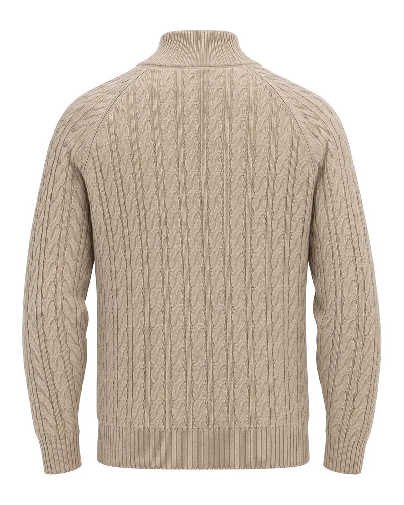 HUGO BOSS Cable-Knit Virgin Wool Sweater — Brown Brown