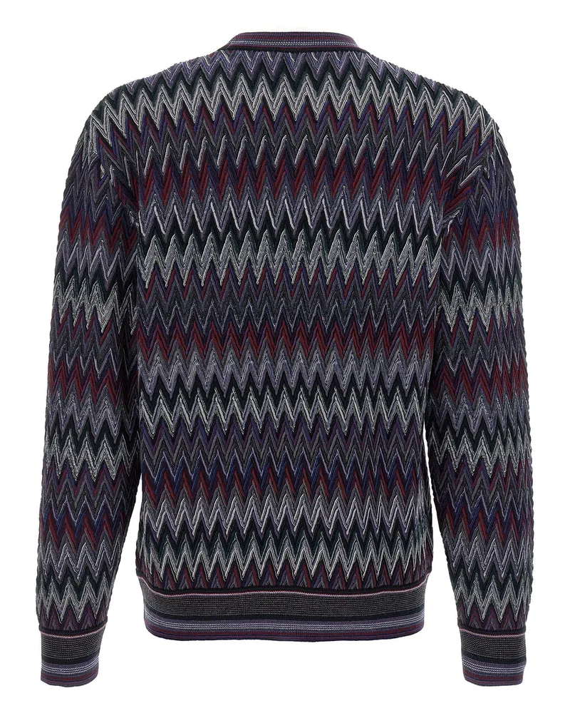 Missoni Zigzag-Jacquard Wool Sweater — Navy Navy