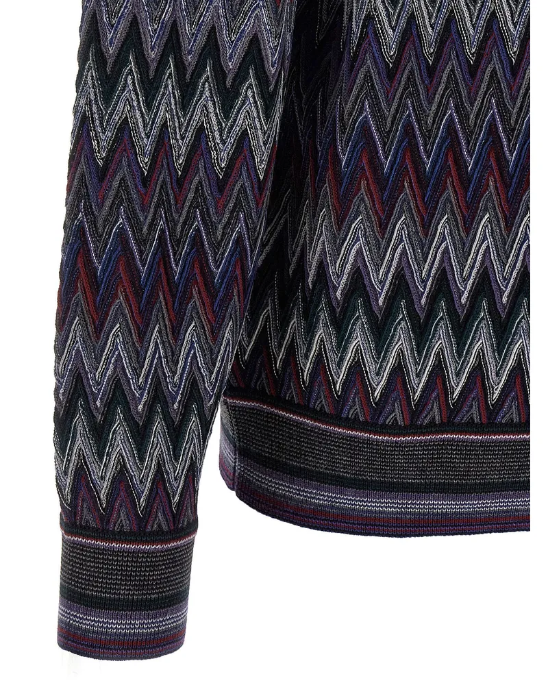 Missoni Zigzag-Jacquard Wool Sweater — Navy Navy