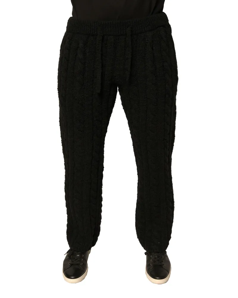 Dolce & Gabbana Men's Black Wool Knitted Skinny Pants Virgin Cashmere Nylon Black