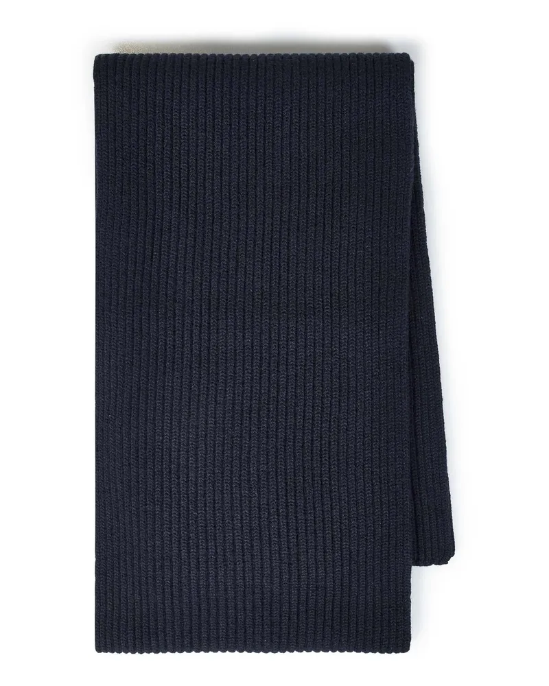Dolce & Gabbana Men's Scarf Ribbed Knit Blue Wool Scarfs Navy