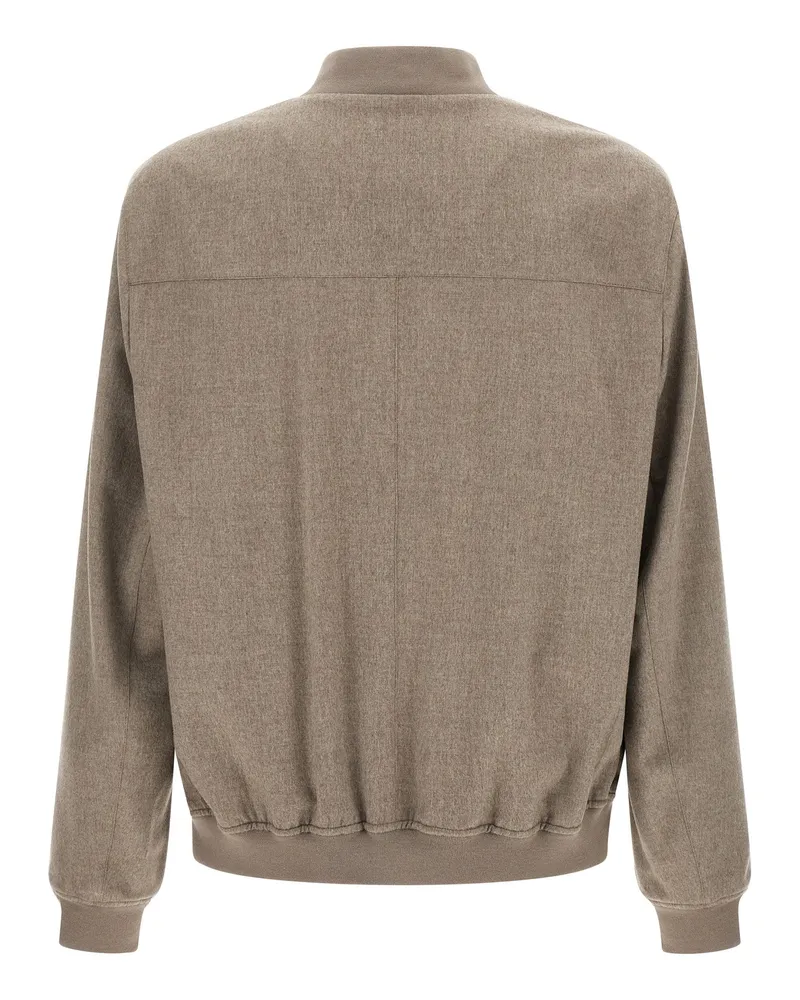 Brunello Cucinelli Cashmere Bomber Jacket — Beige Beige